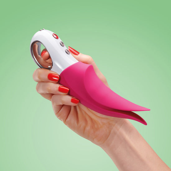 Woman's hand holding Fun Factory's Volta vibrator