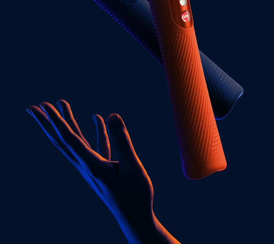 VIM Wand Vibrator on a blue background