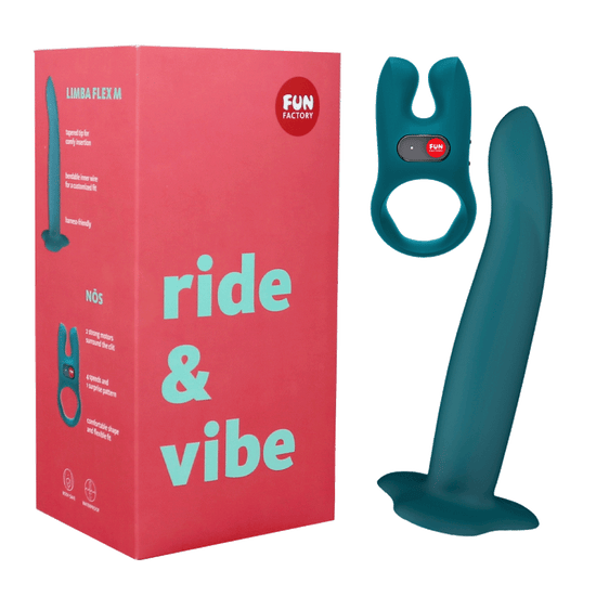 Fun Factor'y Ride & Vibe kit that combines Limba Flex dildo and Nos cock ring